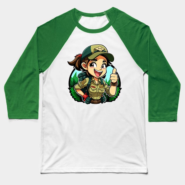 Girl Hiker 0.1 Baseball T-Shirt by Wayne's Business Art